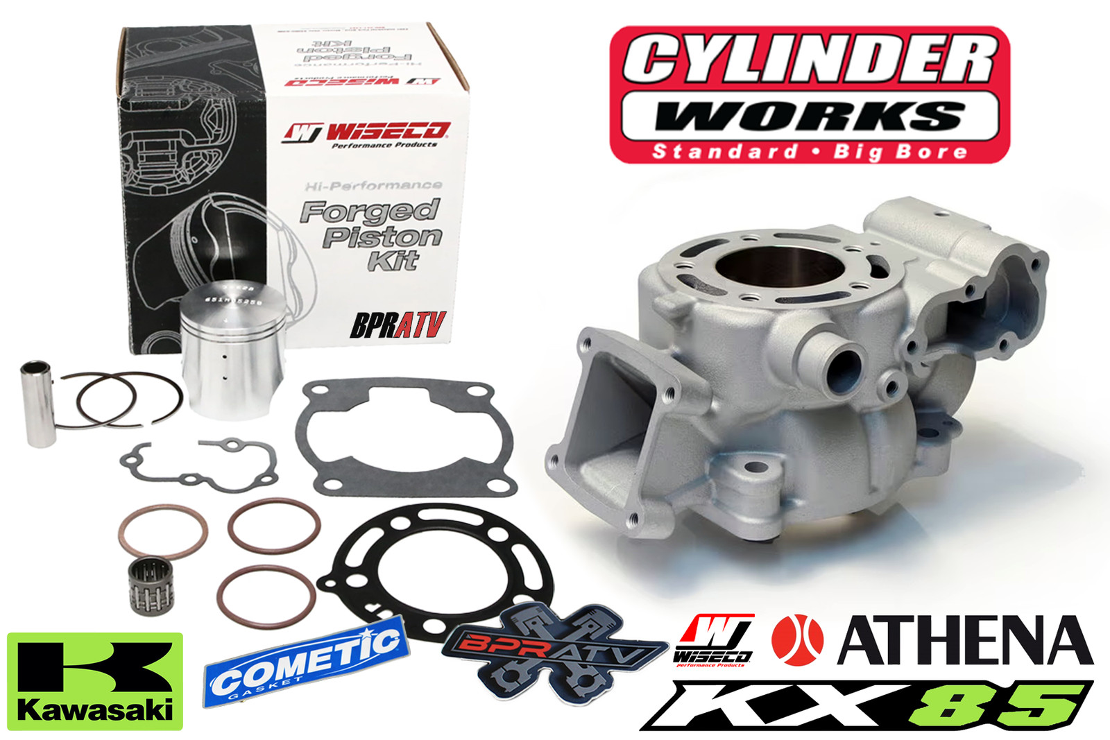 Kawasaki KX85 KX 85 Stock Bore Cylinder Wiseco Piston Top End Rebuild Kit ’06-13