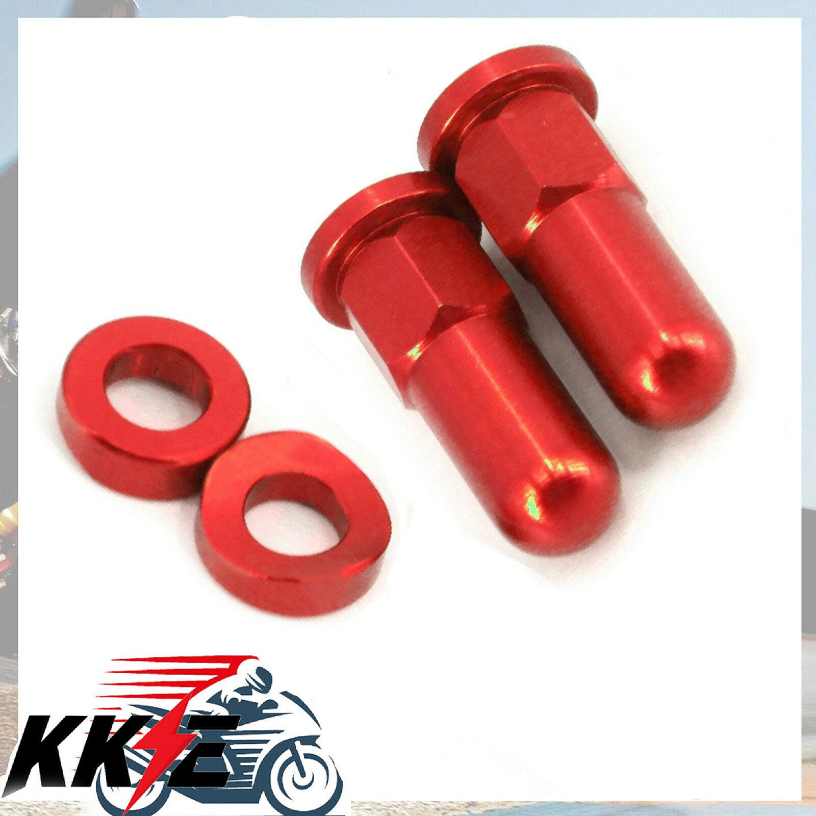KKE Dirt Bike Red CNC Billet Aluminum Valve Cap Rim Lock Cover Nut Washer Kit