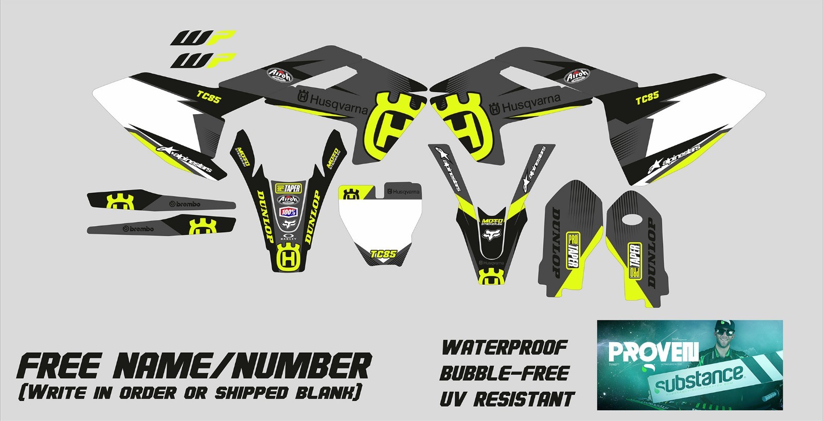 GRAPHICS KIT Husqvarna TC85 2018 2019 2020 2021 2022 2023 TC 85 STICKERS DECALS