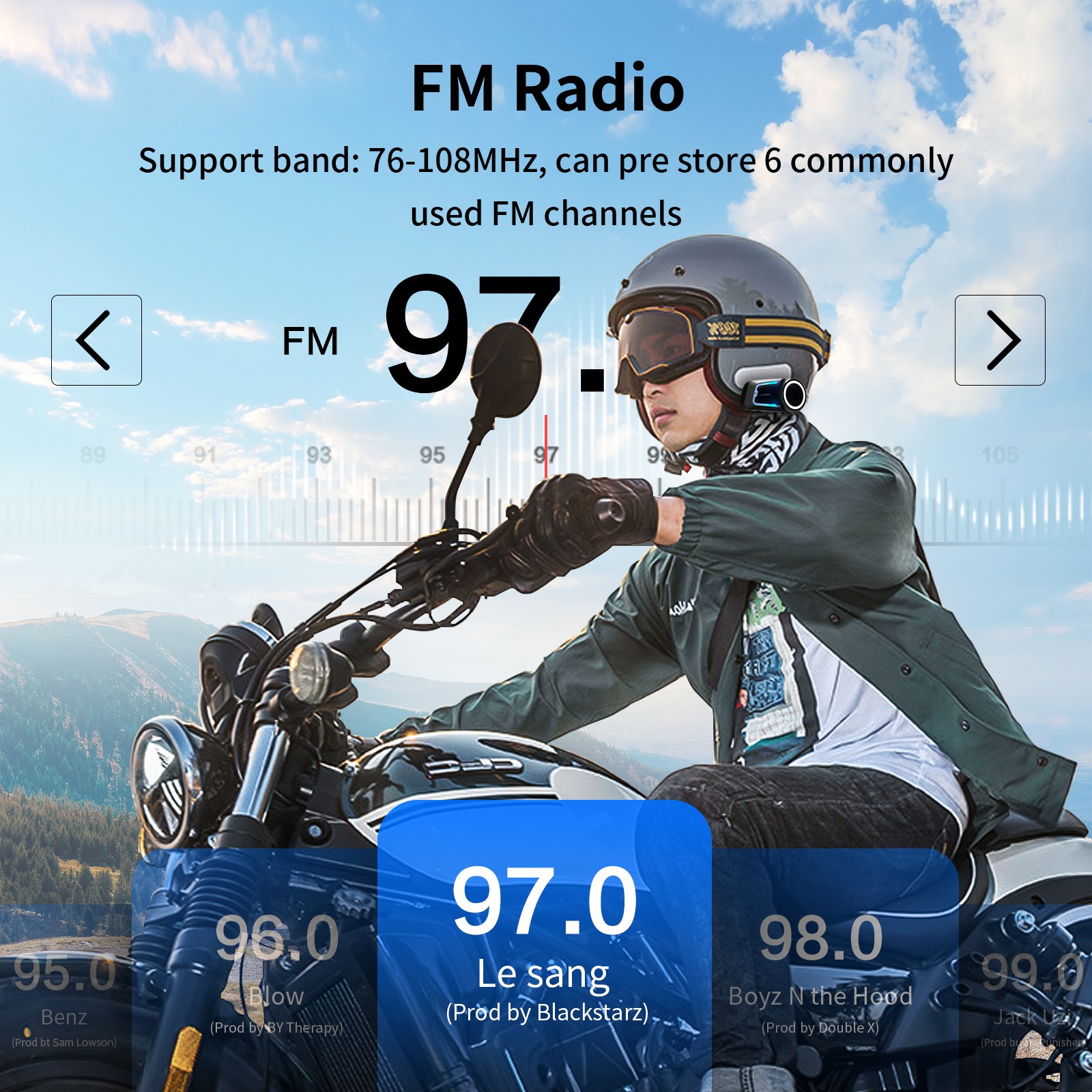 2x FX7 Motorcycle Intercom Helmet Headset Bluetooth 2000m 10-way Communication