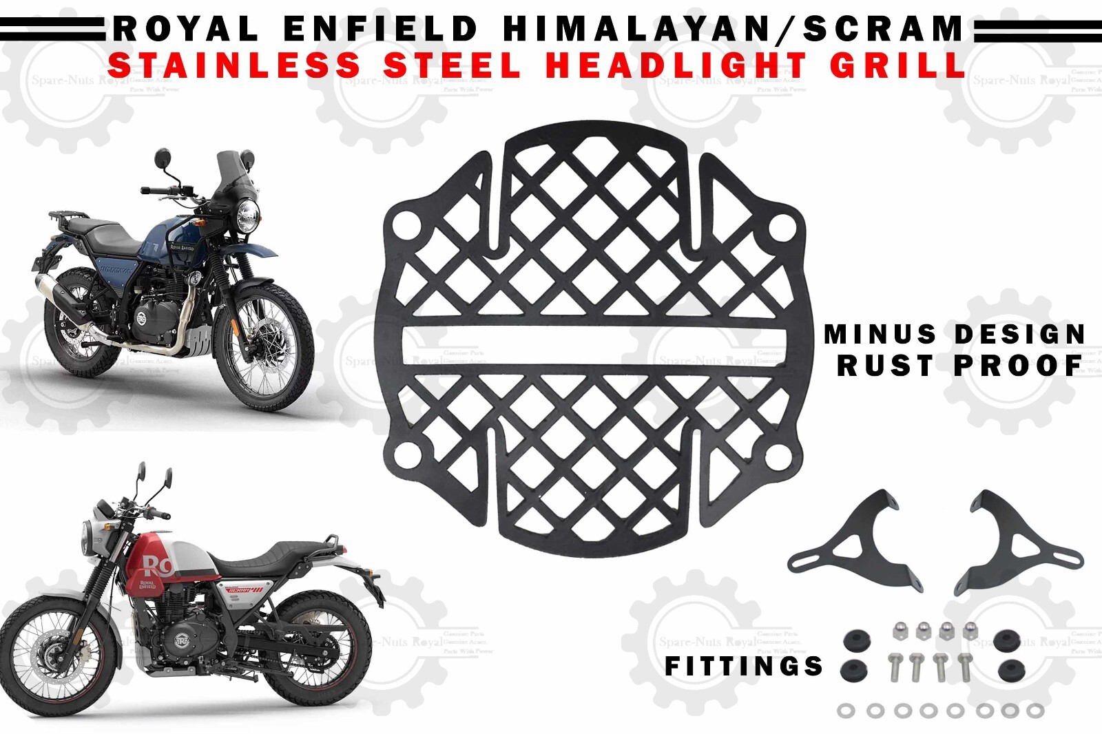 Fit For Royal Enfield “Himalayan/Scram Minus Design Rust Proof Headlight Grill”