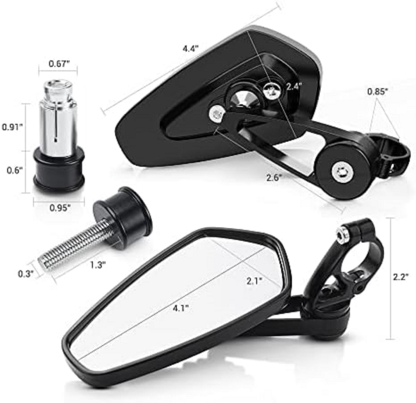 MICTUNING Motorcycle Mirrors – 7/8″ (22mm) Bar End Rear View Small, Black