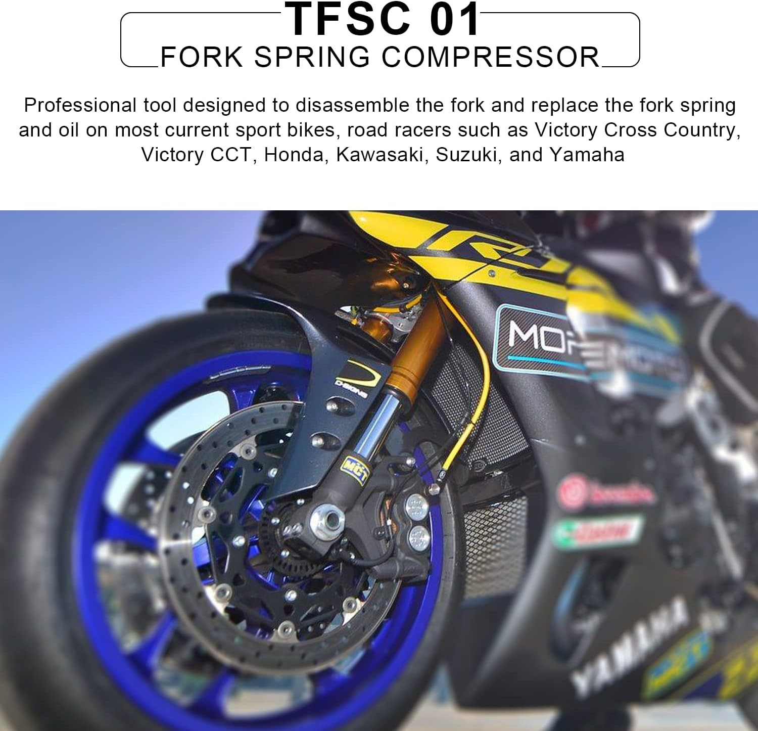 TFSC 01 Fork Spring Compressor Tool for Most Sport Bikes Road Racers Motorcycles