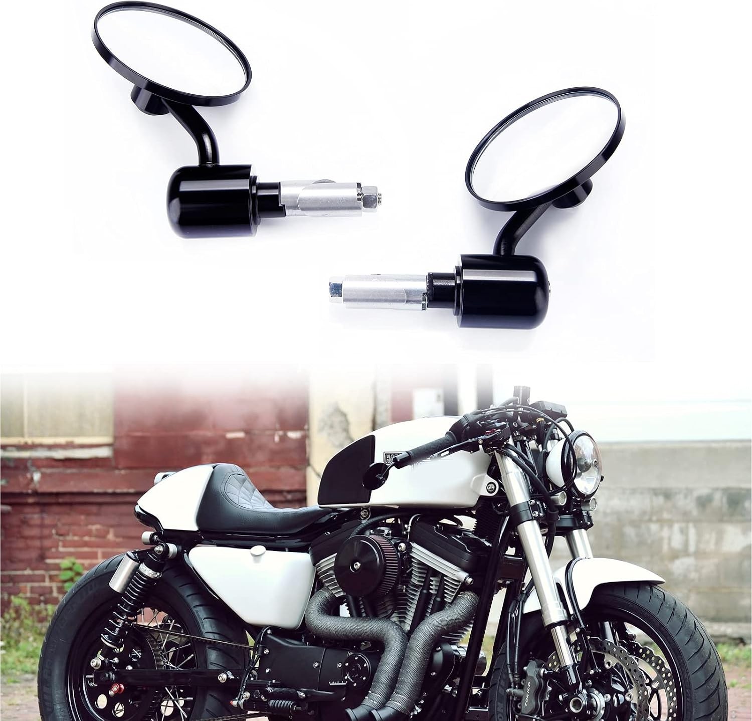 MOTORCYCLE REARVIEW MIRRORS 7/8″ HANDLE BAR END for CAFE RACER BOBBER CRUISER