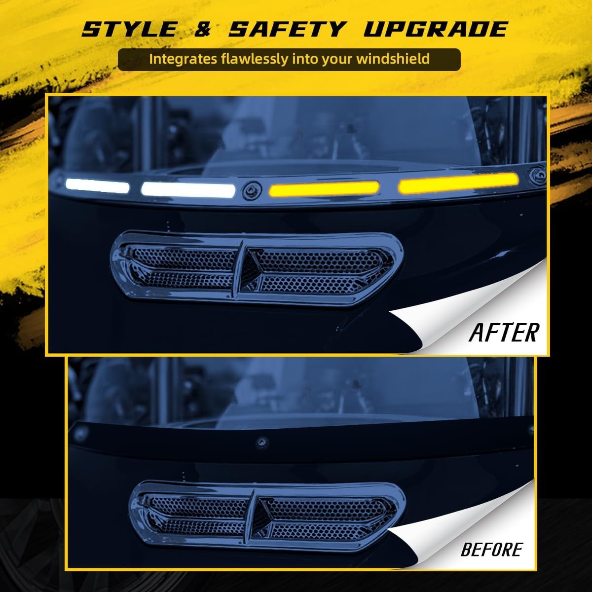 Windshield Trim Batwing Fairing Led Lights TurnSignal for Harley Touring FLHX