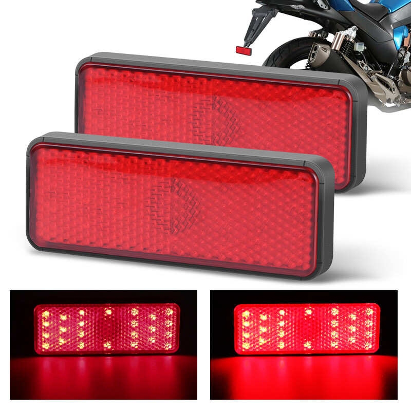 2X Motorcycle Rectangle 24 LED Reflector Stop Tail Brake Turn Signal Light Lamp