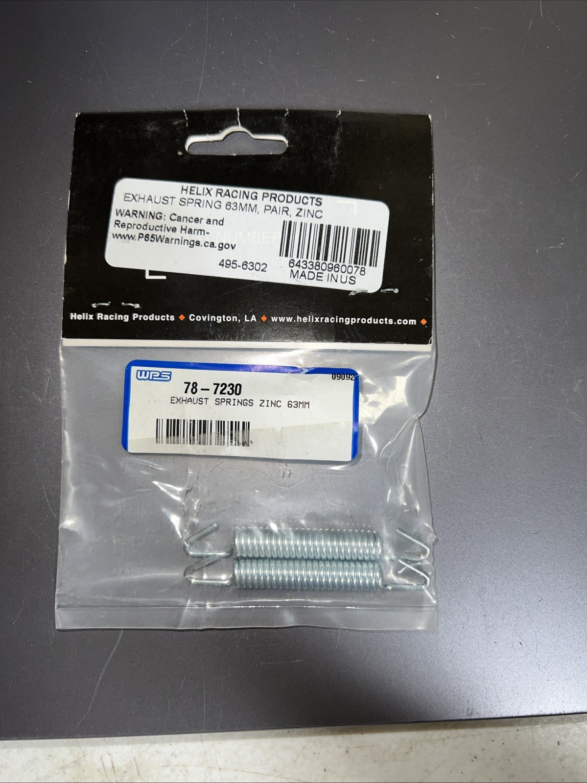 Helix Exhaust Springs Zinc 63mm 495-6302