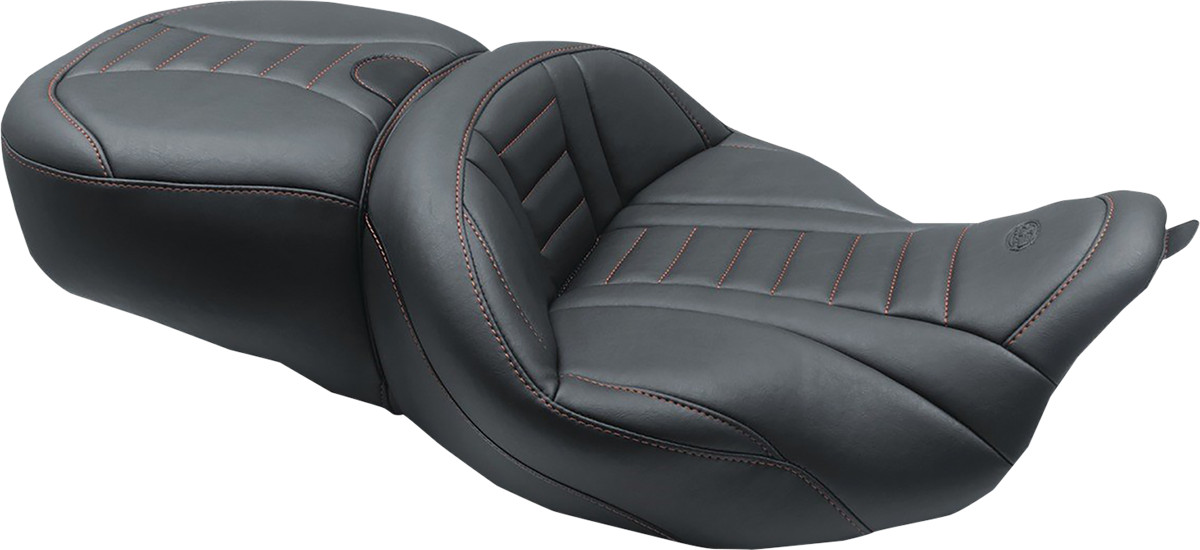 Mustang Super Touring Deluxe American Beauty Red/Orange Stitch 2-Up 1-Pc Seat