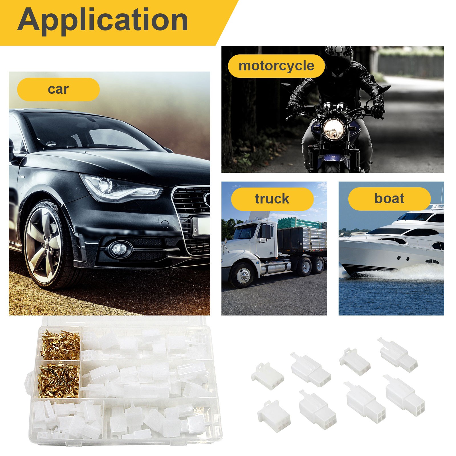 380Pcs Motorcycle Connector Wiring Loom Automotive Harness Terminal Repair Setus