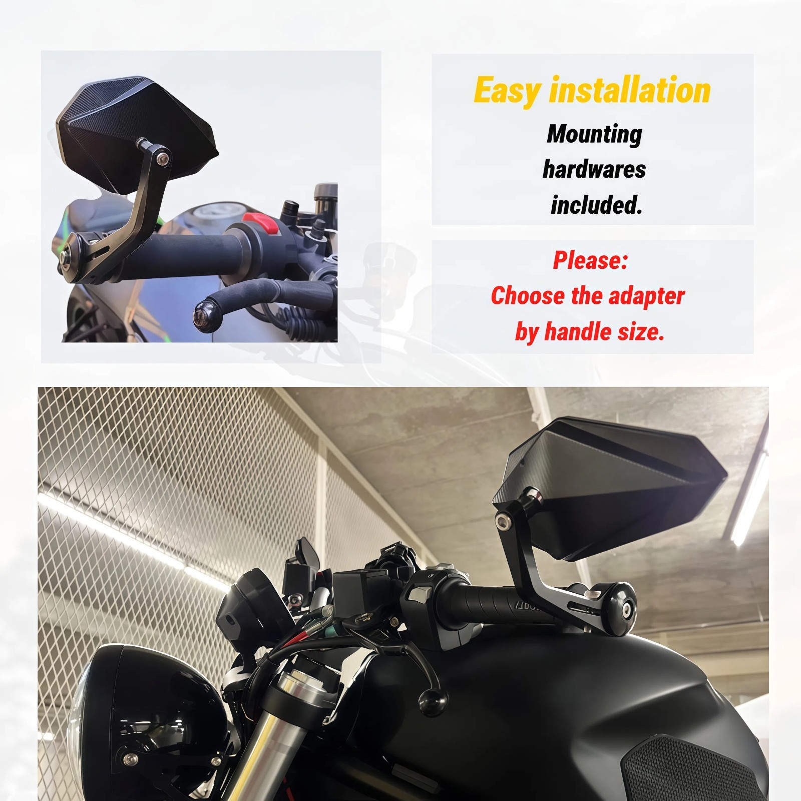 Pair of 7/8″ Handlebar CNC Aluminum Side Mirrors for Suzuki 2004-2017 Vstrom 650