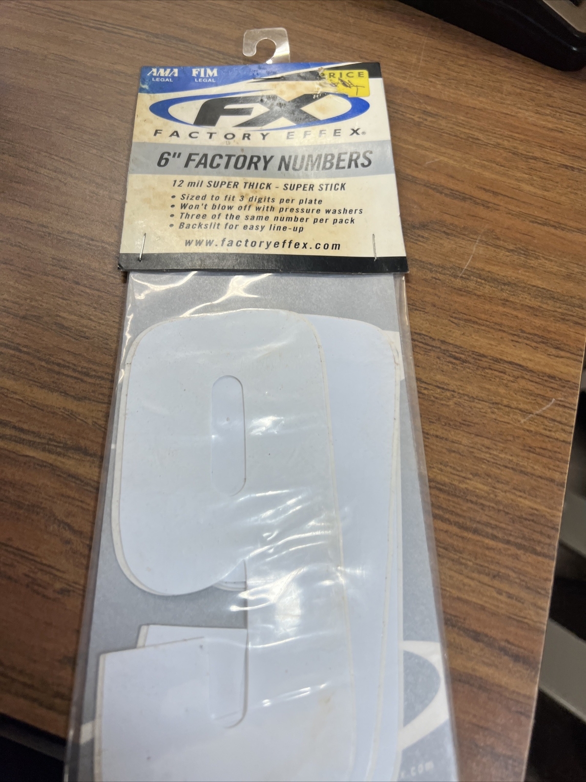 Factory Effex FX 6” White Factory Numbers 9 3 Pack 08-90059 12 Mil