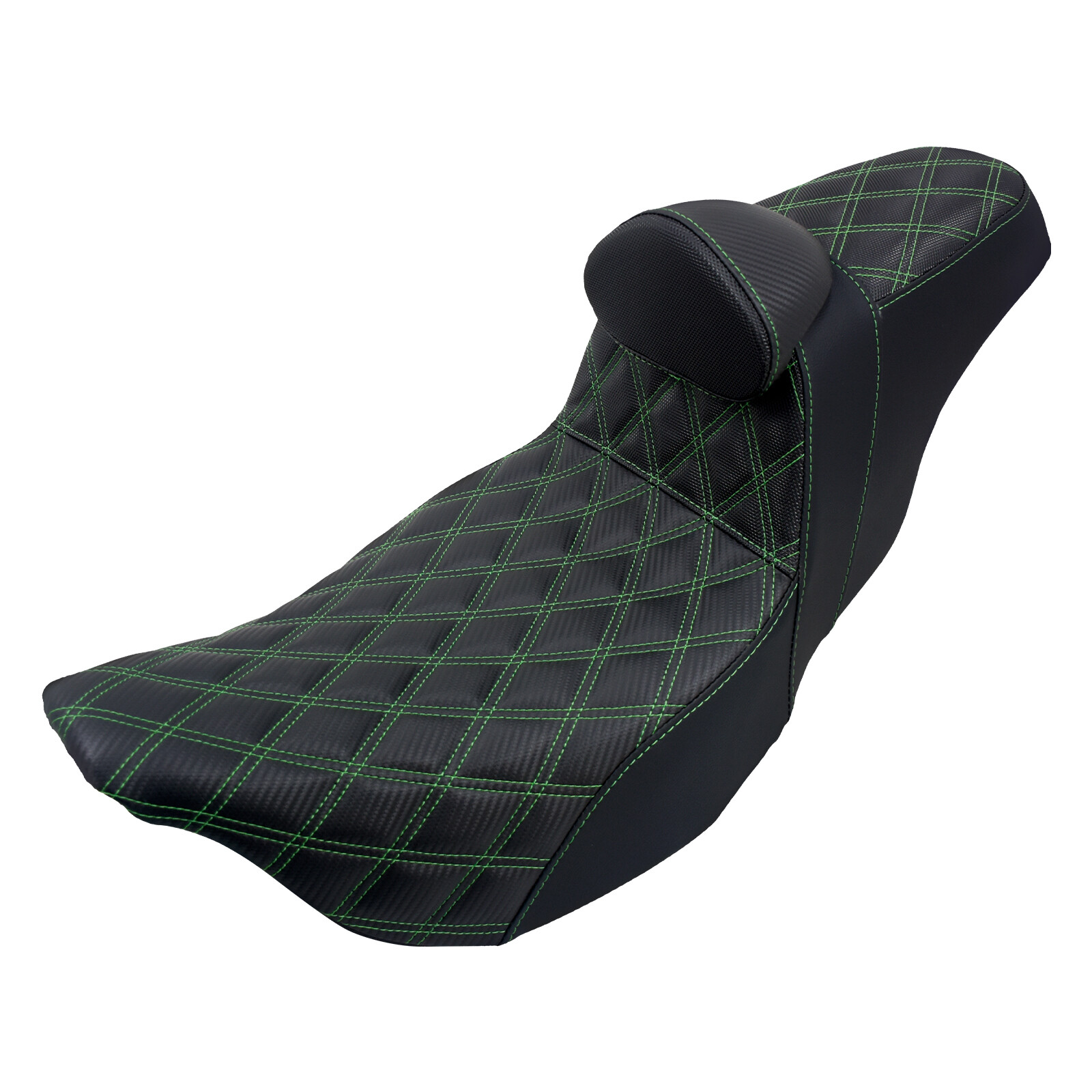 Driver Passenger Seat Green Line w/ Backrest For Harley Road Street Glide 09-23