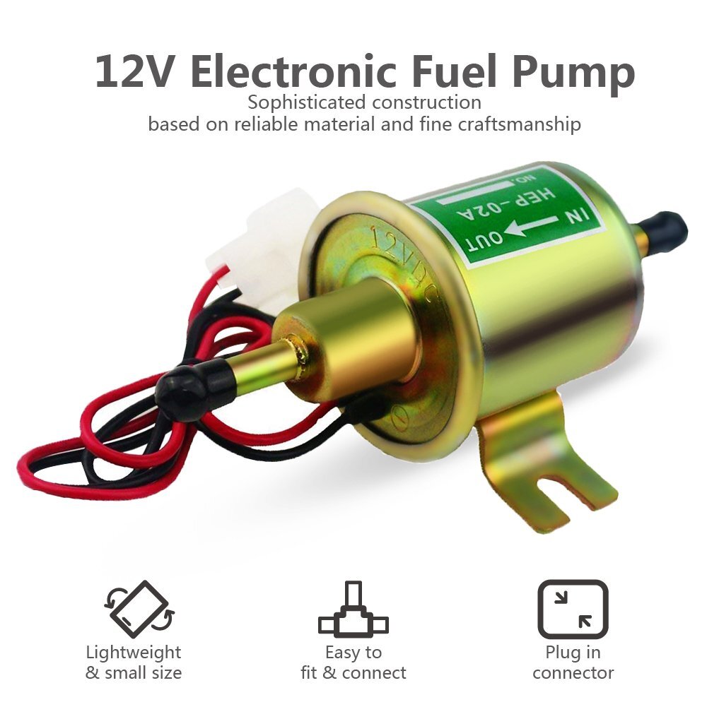 Universal 12V Electric Fuel Pump Diesel Gas 5/16 Inch Inline 4-7PSI Low Pressure