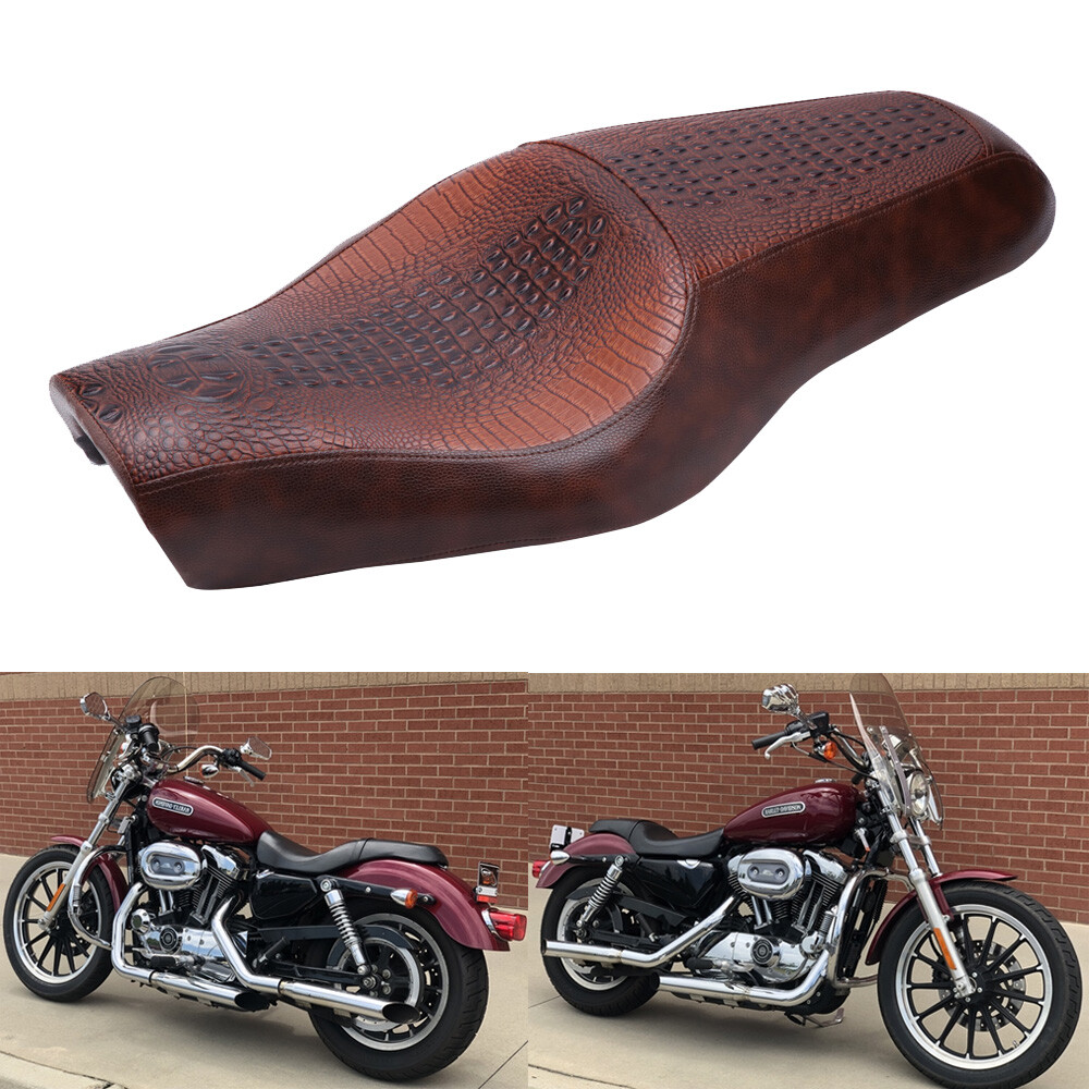 Two up Driver Passenger Seat Brown For Harley Sportster 883 1200 XL1200X XL1200V