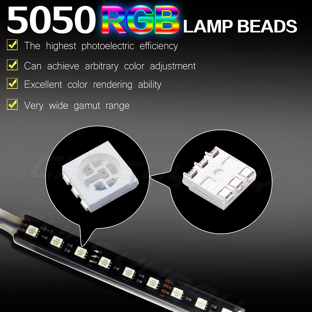 RGB 4PCS 12V 12″ 15SMD Flexible LED Strip Light Waterproof For Car Truck Boat