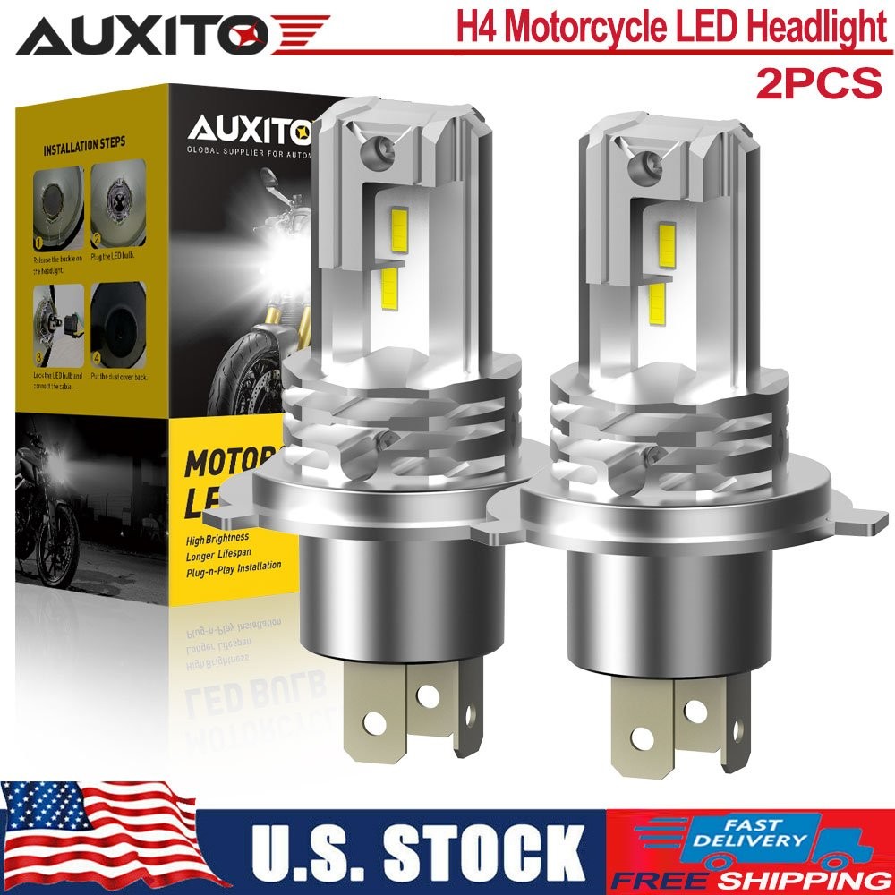 AUXITO 2X H4 9003 HB2 LED Headlight High Low Beam 6000K Bulb Motorcycle 1200LM