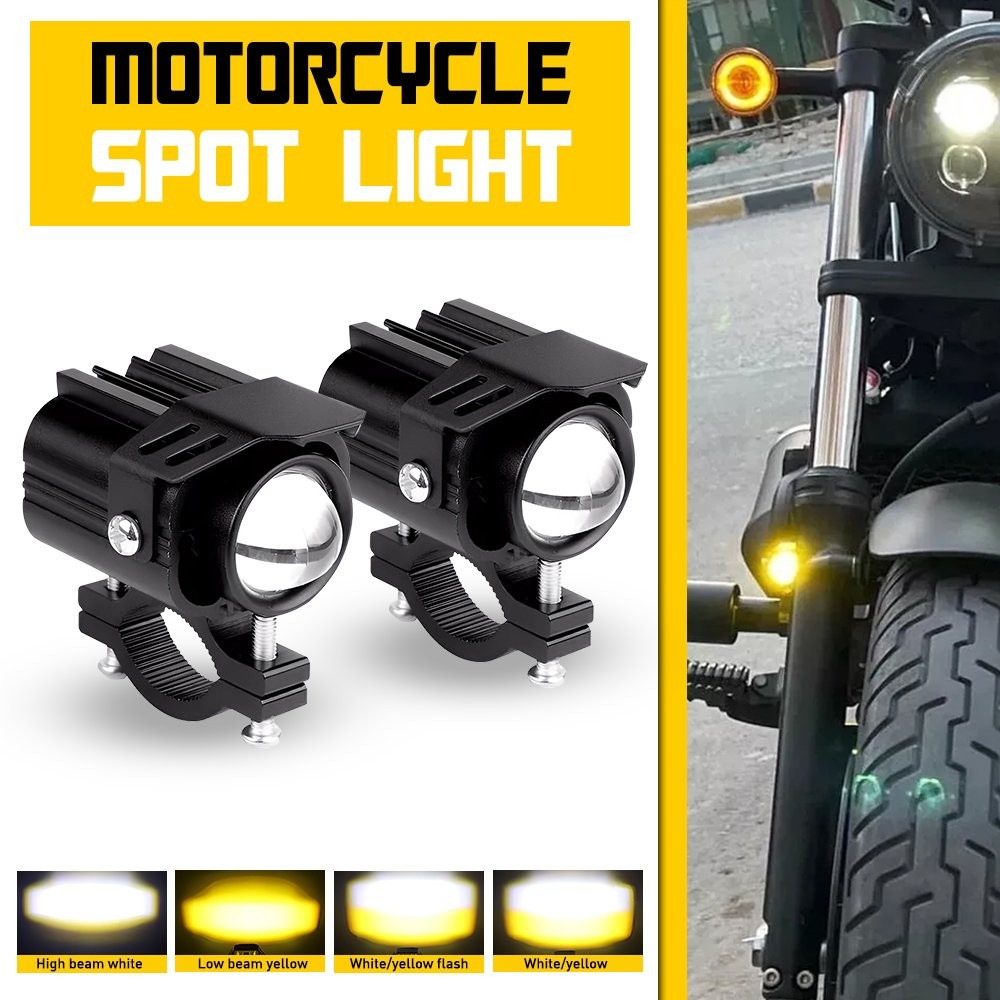 2x Motorcycle ATV UTV LED Spotlight Headlight Fog Light Off-Road White Yellow PU