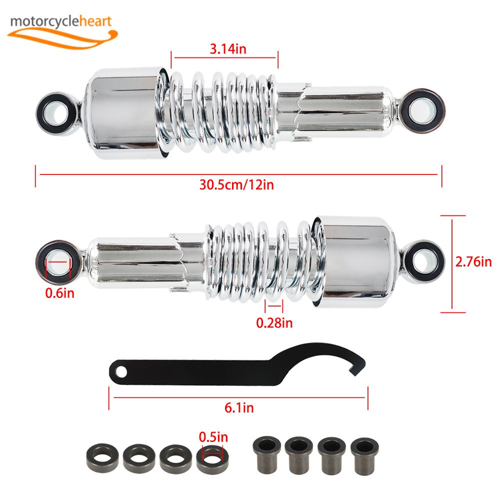 Pair 267mm/10.5″ Motorcycle Rear Shocks Absorbers For Sportster 883 1200