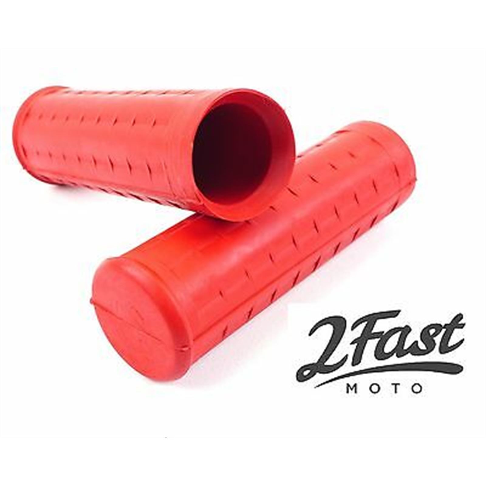 2FastMoto Reproduction Red Waffle Grip 1-1/8″ x 1-1/8″ 120mm For Harley 56212-53