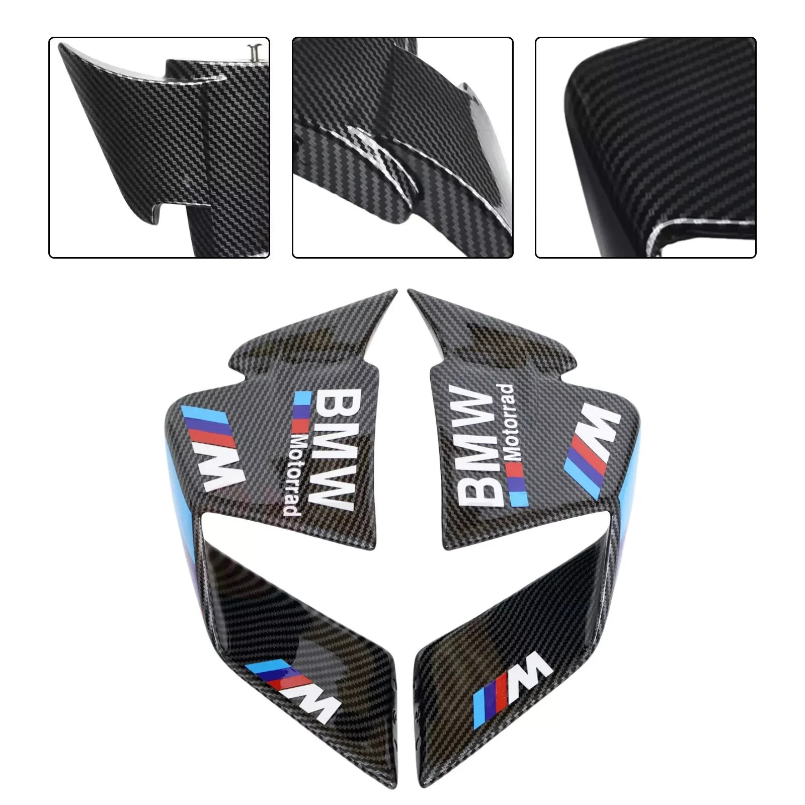 Front Spoiler Fixed Wind Winglets Carbon w/ Sticker For BMW S1000RR M 2019-2022