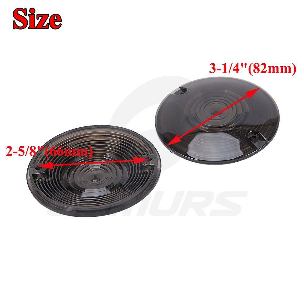 2Pcs Smoked Lens Turn Signal Light Flat Lens Covers For Harley Road King Glide