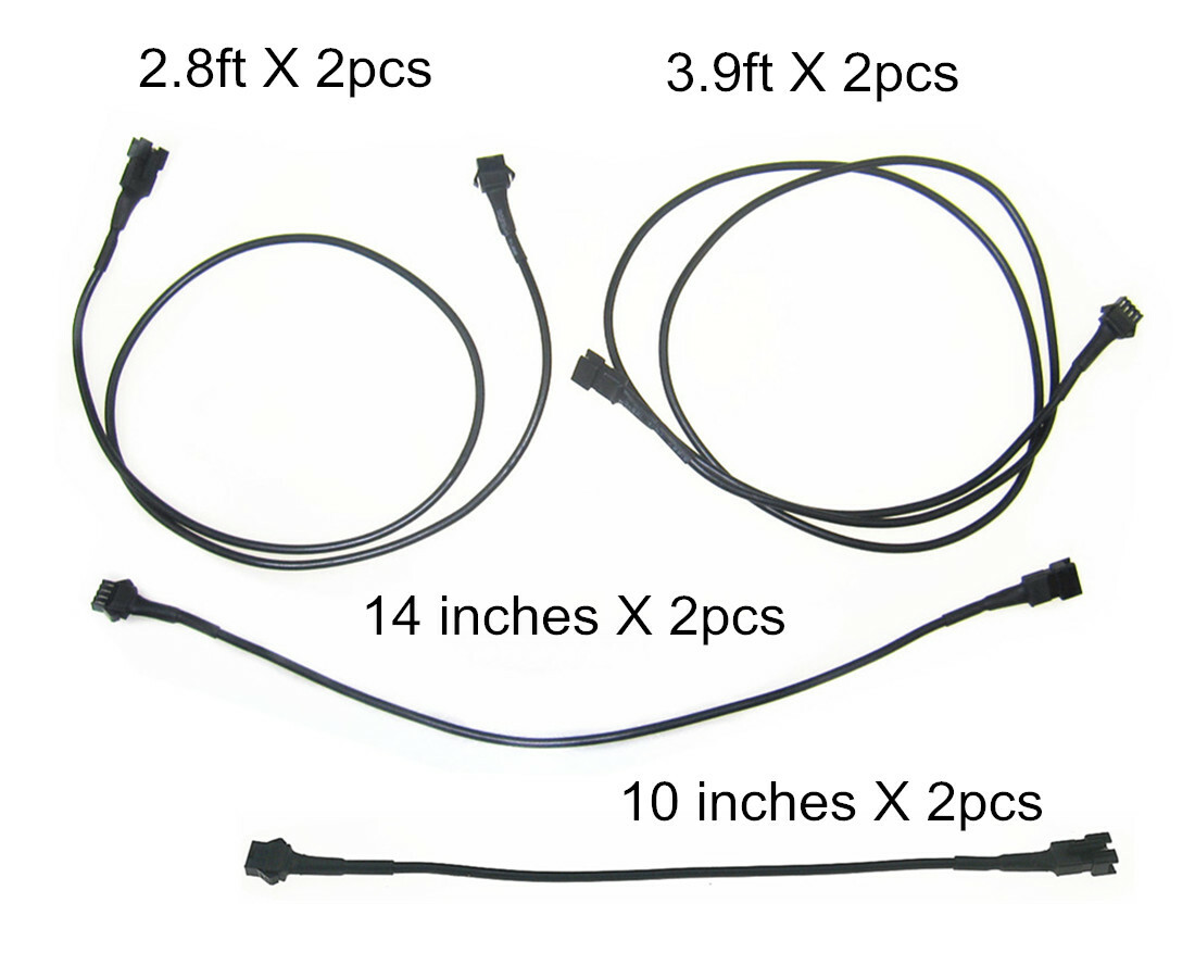 10Inch 14In 2.8ft 3.9ft Extension Cord For Install Bagger Multi Color Led Lights