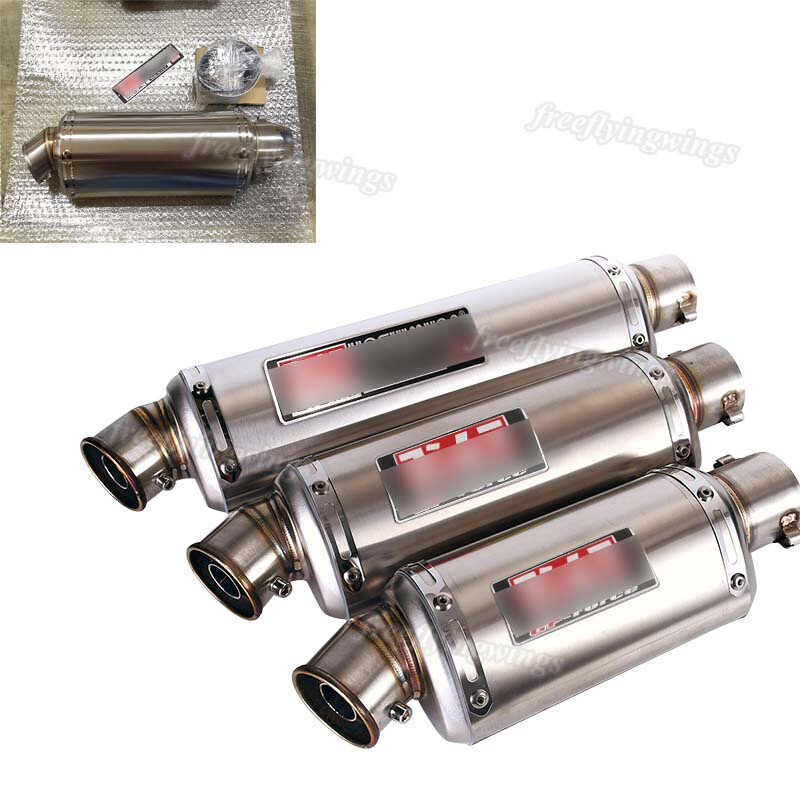 Stainless Steel Exhaust Pipe Muffler Tips Slip On 51MM Right Side Pipe Motocycle