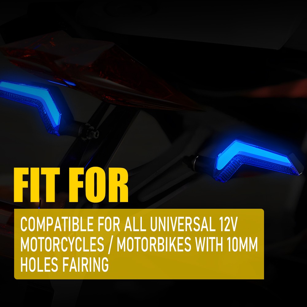 4PCS Universal LED Amber+Blue Motorcycle Turn Signal Indicator Light Blinker DRL