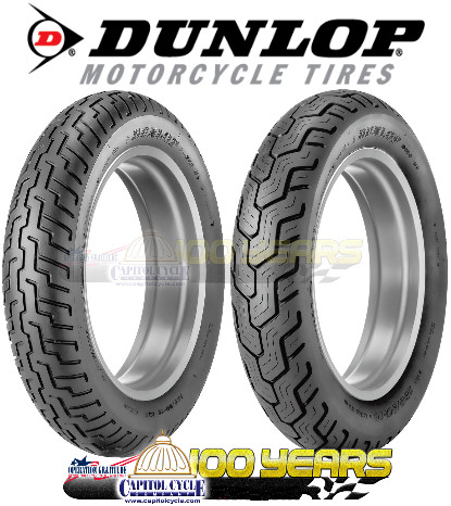 DUNLOP D404 FRONT AND REAR TIRE SET 100/90-19 AND 150/80-16 BLACKWALL – 2 TIRES