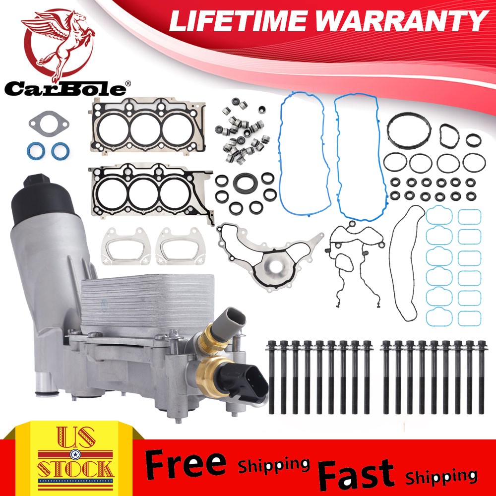 For Dodge Jeep Chrysler Ram V6 3.6L Engine Oil Filter Housing & Head Gasket Set
