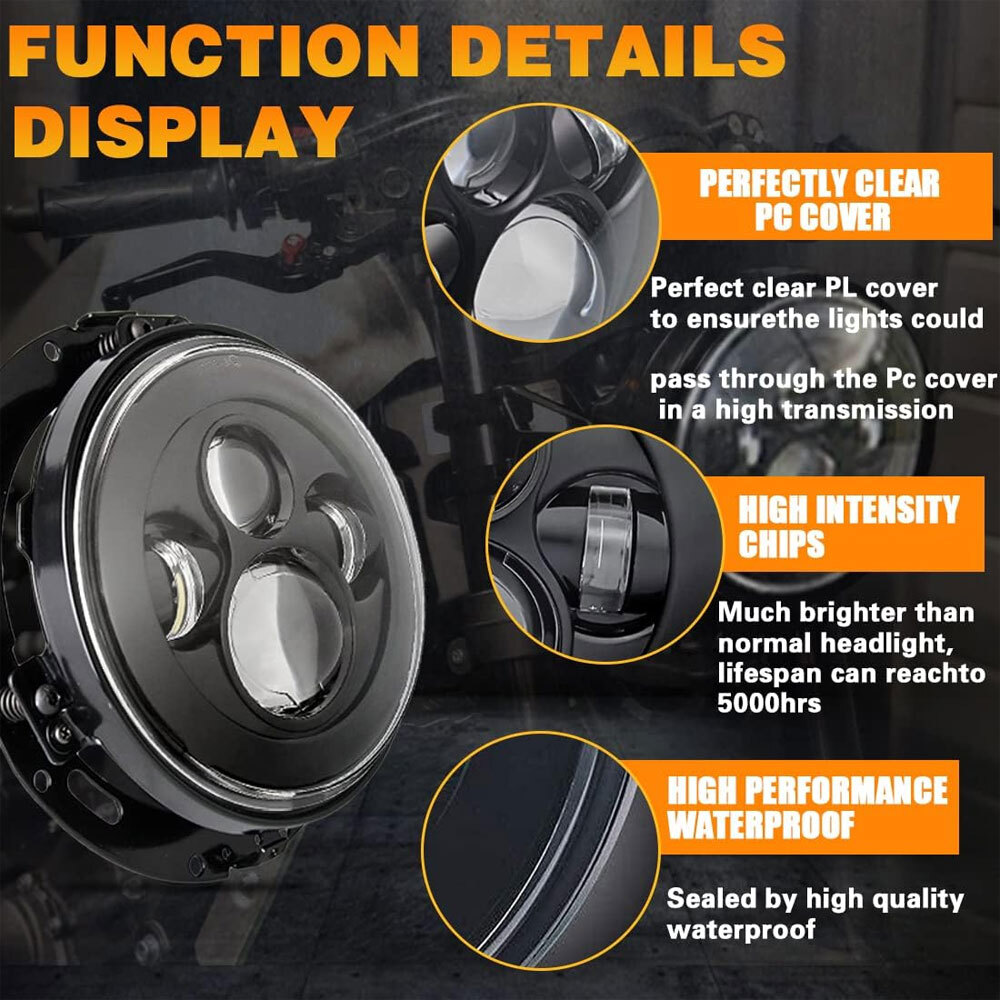 For Harley-Davidson Softail Deluxe FLSTN 7″ LED Headlight + 4.5″ Passing Lights
