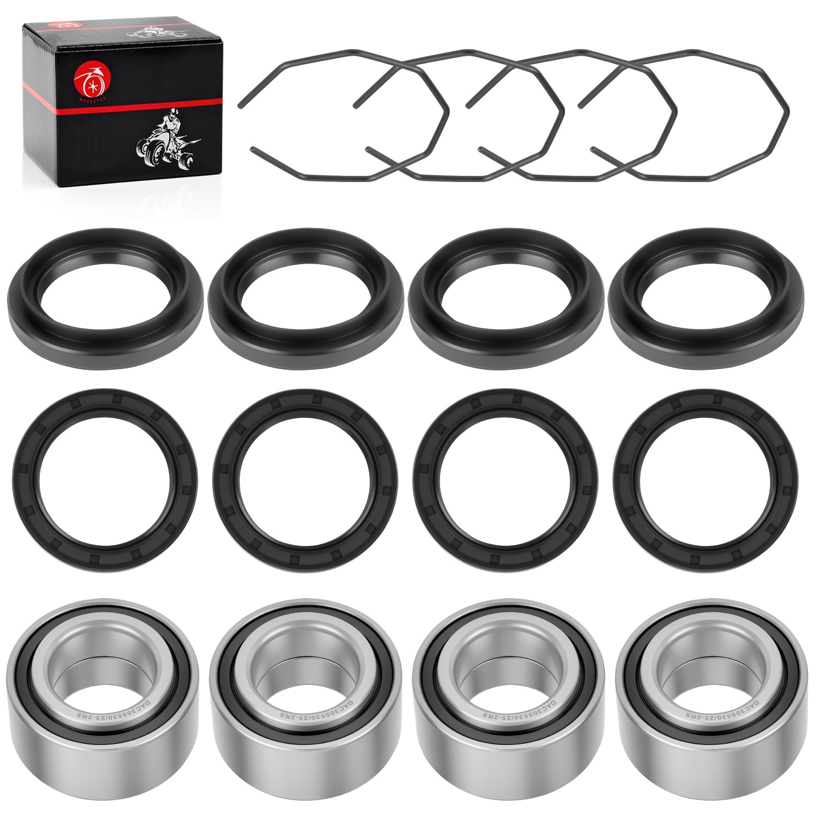 Front & Rear Wheel Hub Bearings Seals Kit for Arctic Cat ATV 400 500 2002-2004