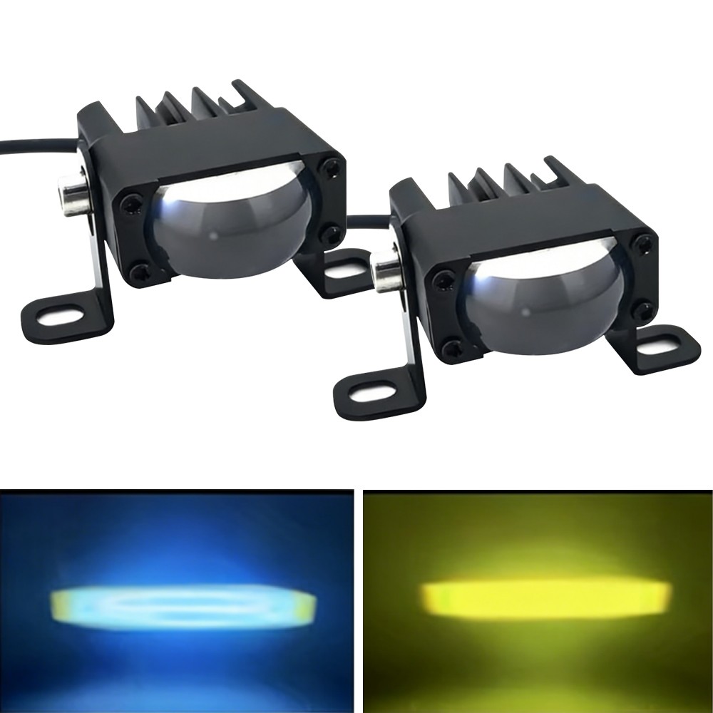 2XLED Headlight Bumper Projector Lens Driving Car Grille Lights Motor Spotlights