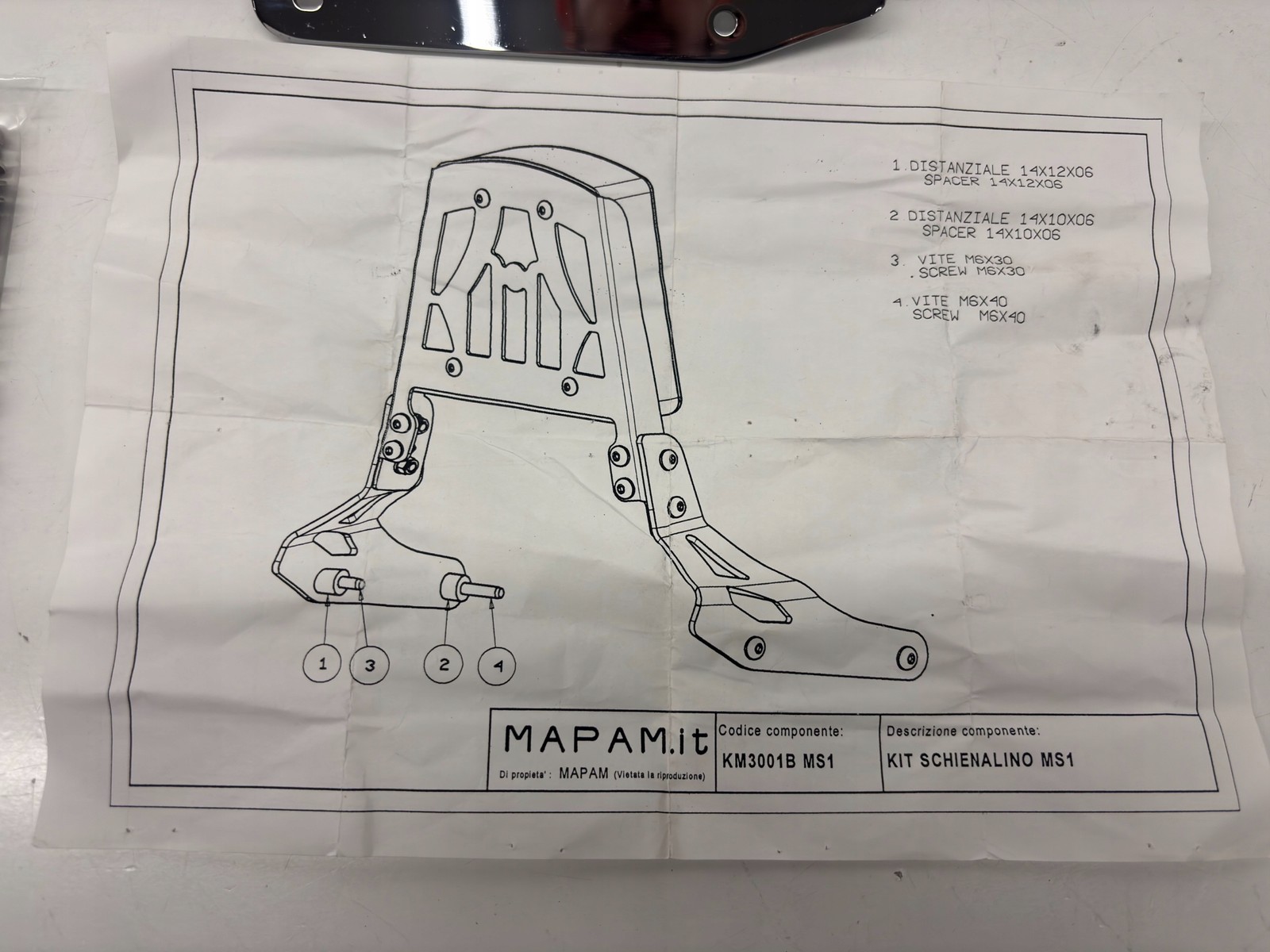 Mapam Suzuki VZ 800 M3008B Backrest 1 Piece