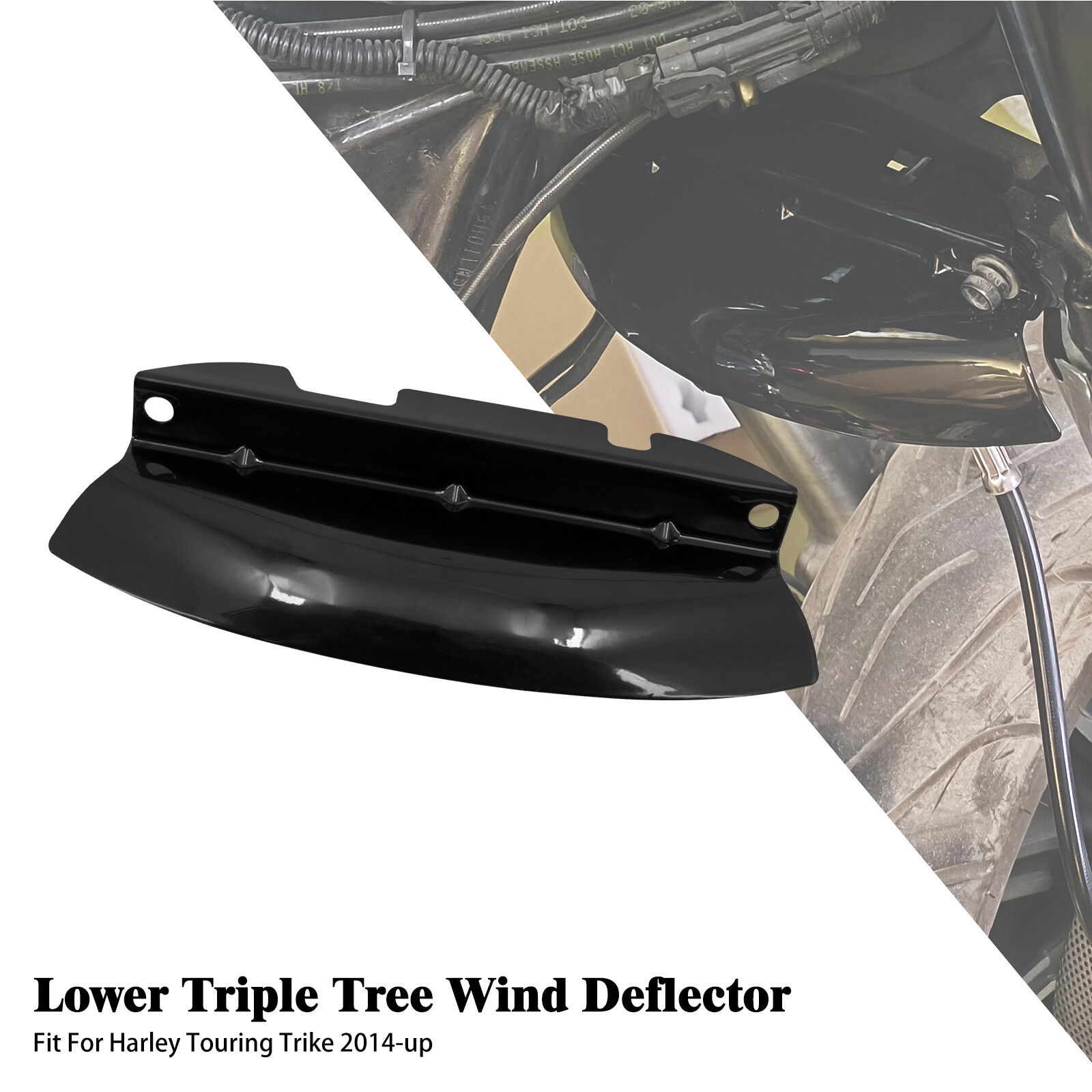Gloss Black Lower Triple Tree Wind Deflector Fit For Harley Touring 2014-2023