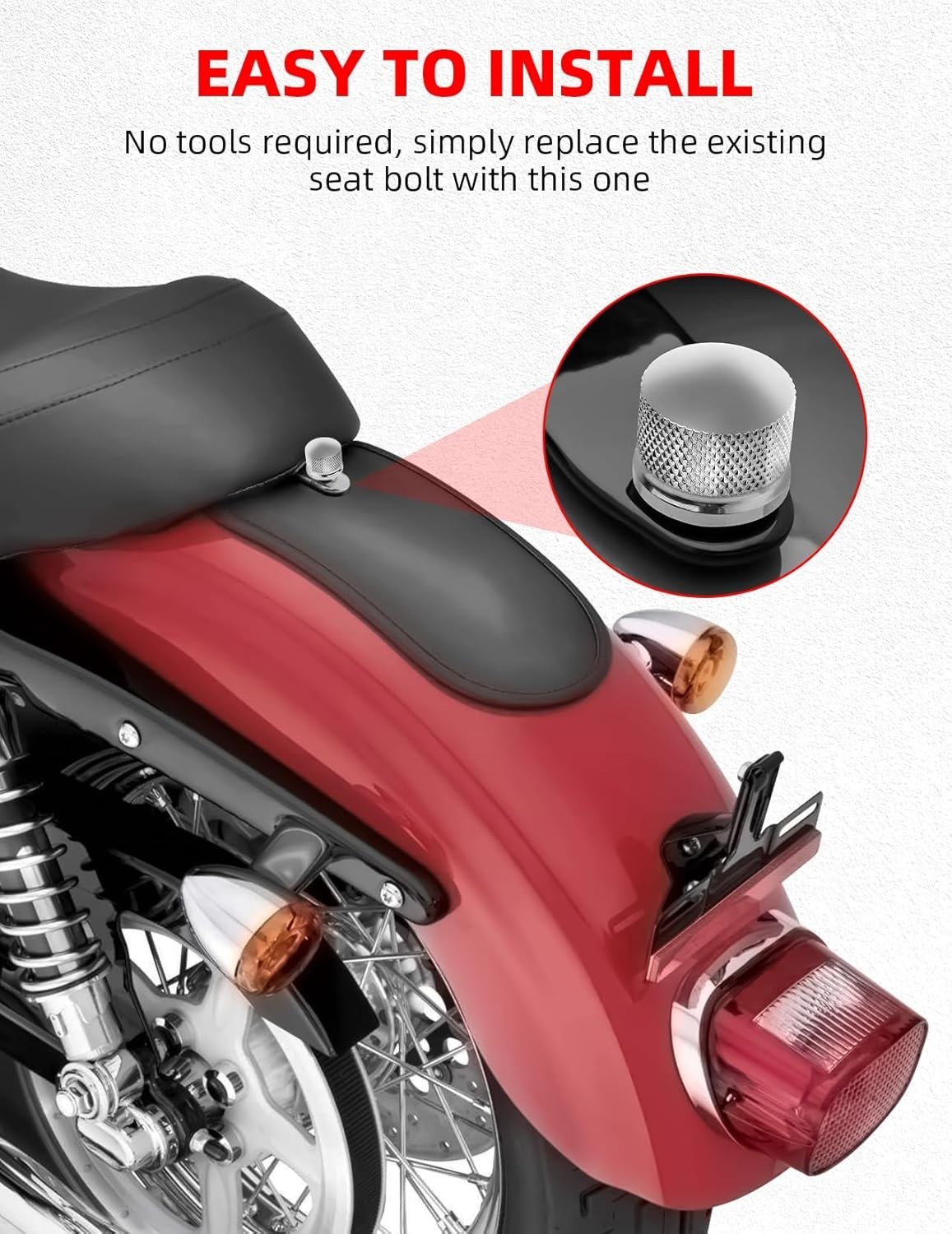 Chrome Stainless Steel Seat Bolt Nut Kit Compatible for Harley Davidson 1996-…
