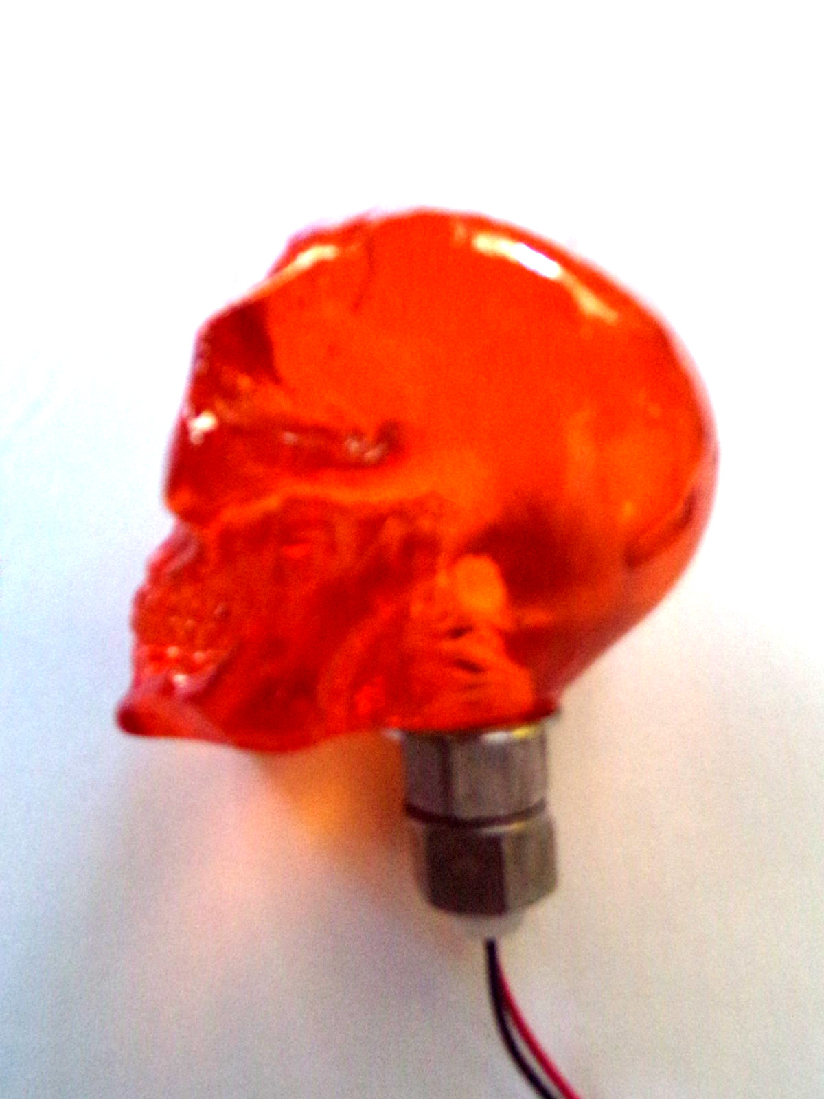 Lighted Skull Amber/Orange Tail light – Hood Ornament – Marker light 12V DC Led