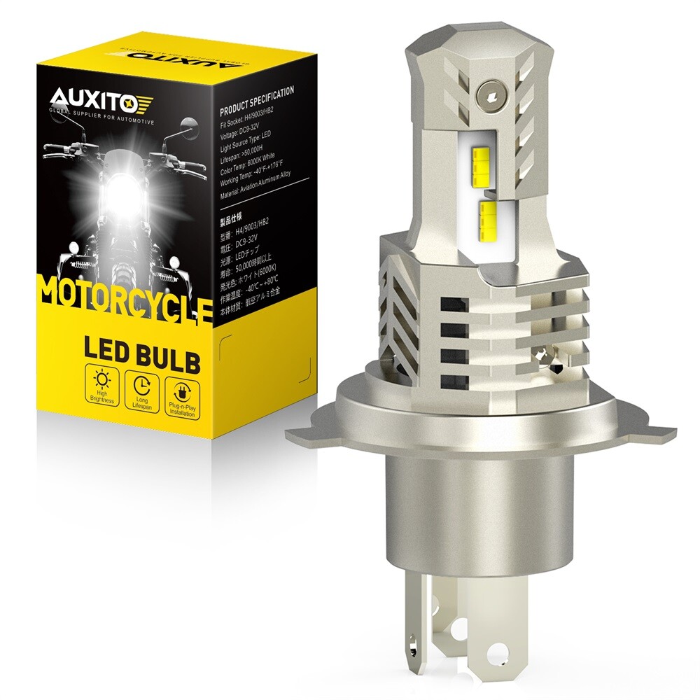 AUXITO H4 9003 HB2 LED Bulb Hi/Lo Beam White LED Motorcycle Headlight 10SF EOA