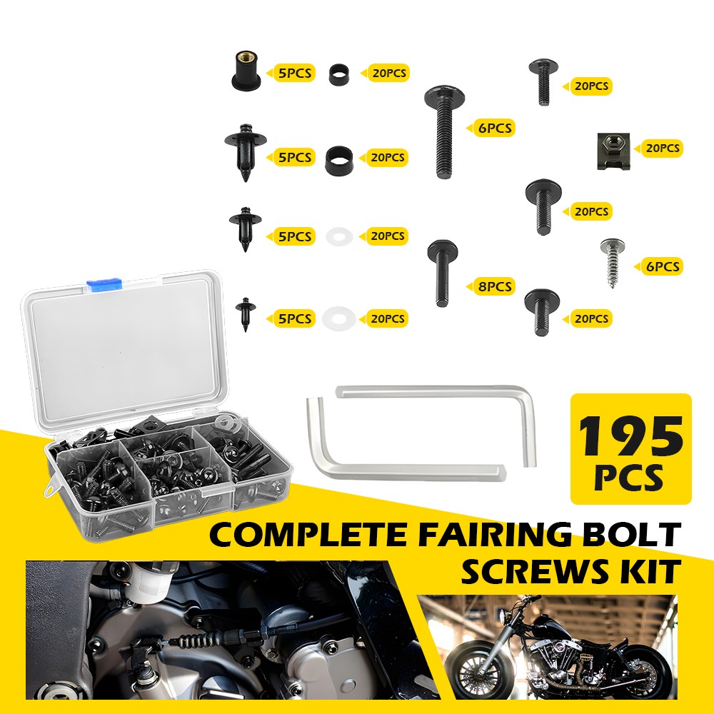 177/195PCS Motorcycle Complete Bolts Fairing Bodywork Screws Set Nuts M5 M6