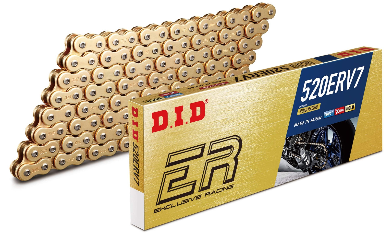 Motorcycle Chain DID 520ERV7 120 ZB Link Ring Gold Off Road Racing Motocross