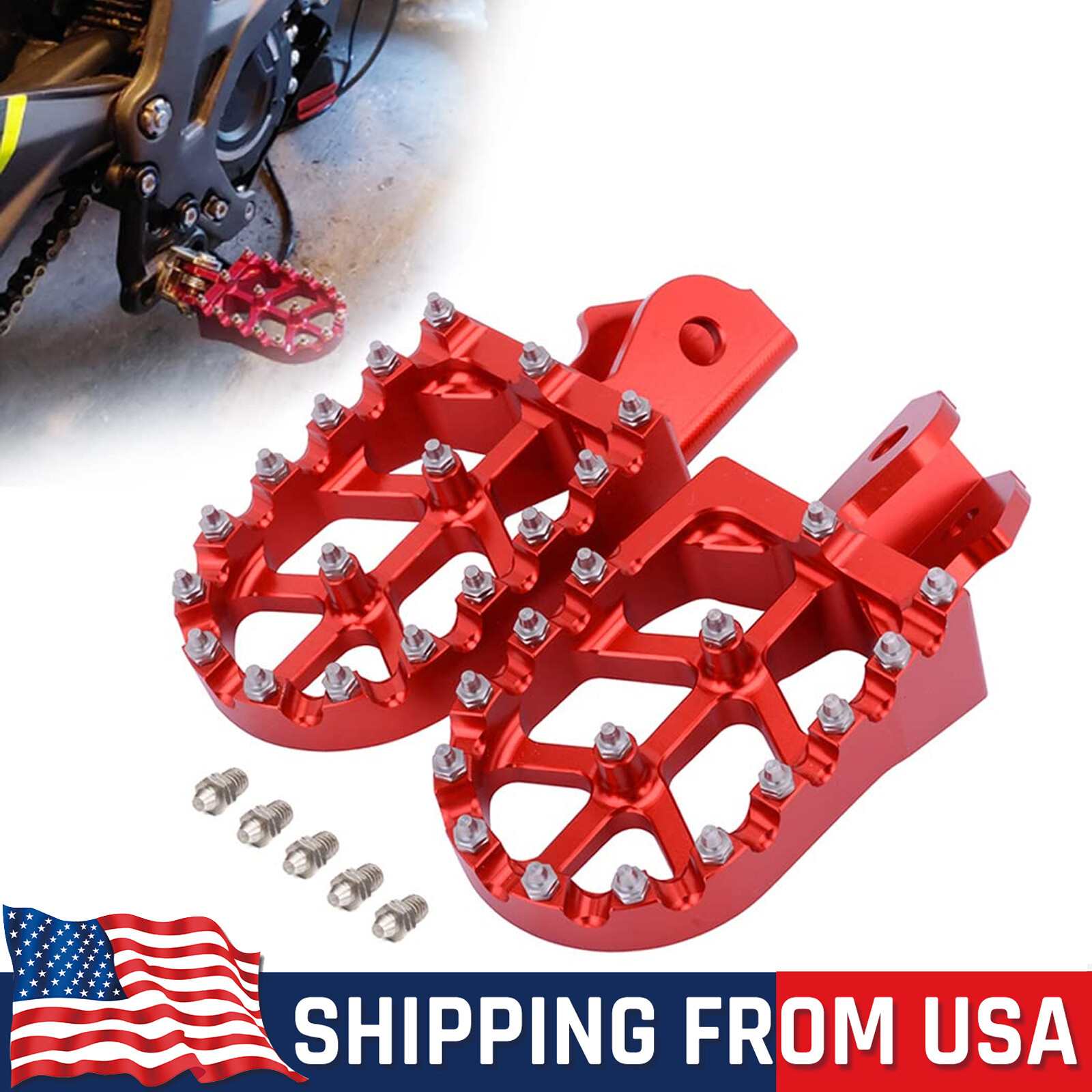 Foot Pegs Pedals Rest CNC For Honda CRF150F CRF230F CRF250F XR150L Dirt Bike Red