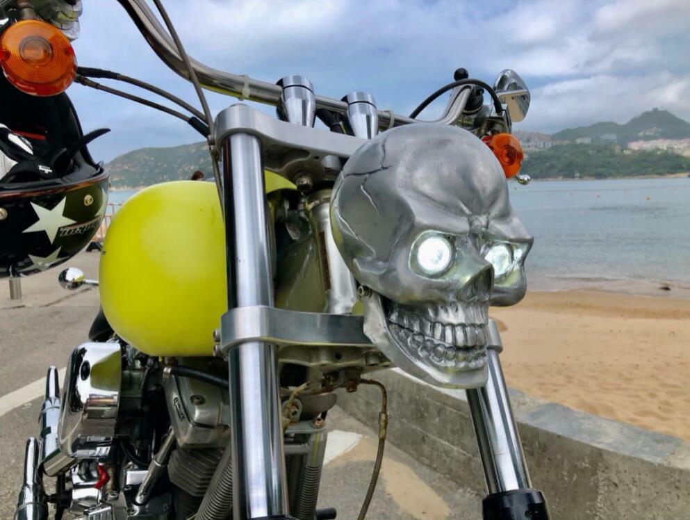 Handmade Motorcycle Skull Headlight LED Hi/Lo Beam Head Lamp For Harley Kawasaki