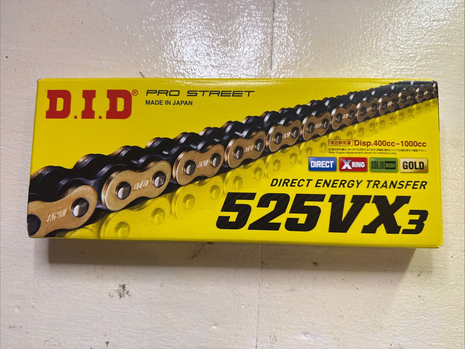 D.I.D 525VX3 X-Ring Series Chain – 120 Links – Gold Motorcycle Street Bike