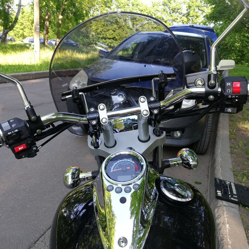 18″x16″ Smoke Motorcycle Windshield 7/8″ 1″ Handlebar For Buell Blast 2000-2009