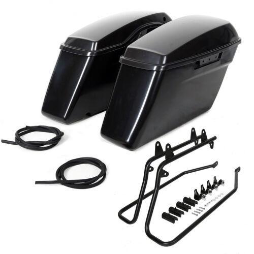For Harley Softail Fat Boy New Hard Saddle Bags Saddlebag W/ Conversion Brackets