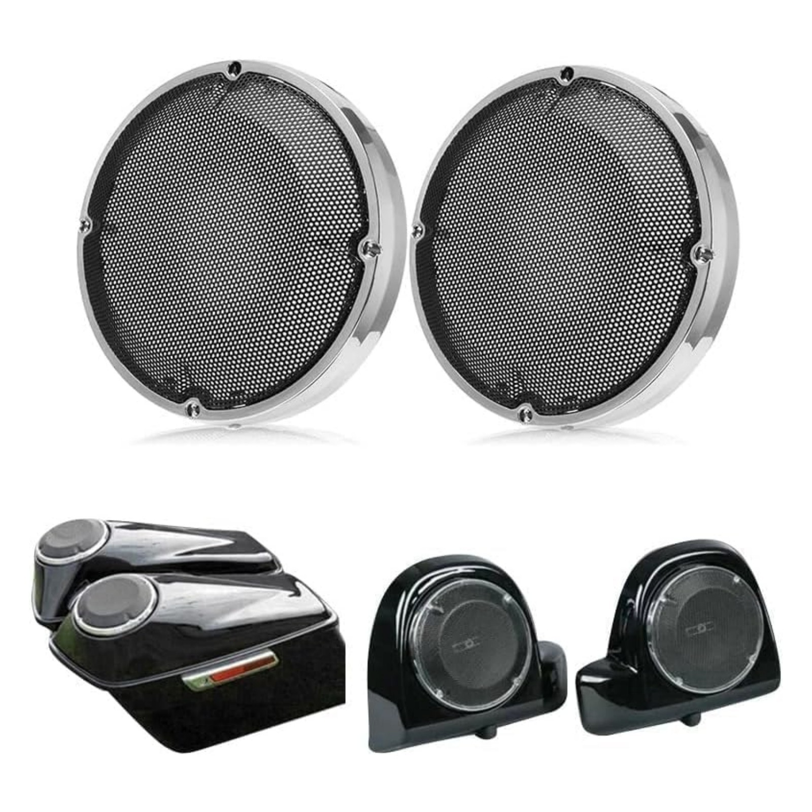 6.5″ Speaker Grill Cover For Harley Touring Lids LowerLeg Vented Fairing 1983-23