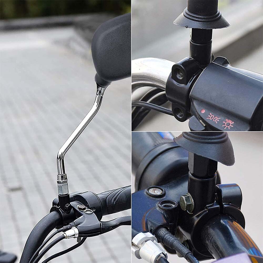 8MM Black 7/8 22mm Motorcycle HandleBar Mirror Thread Mount Holder Clamp Adaptor