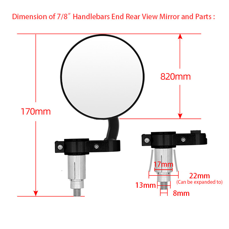 2x 7/8″ Motorcycle Handle Bar End Side Mirror Black For Yamaha SR400 SR500 SR540