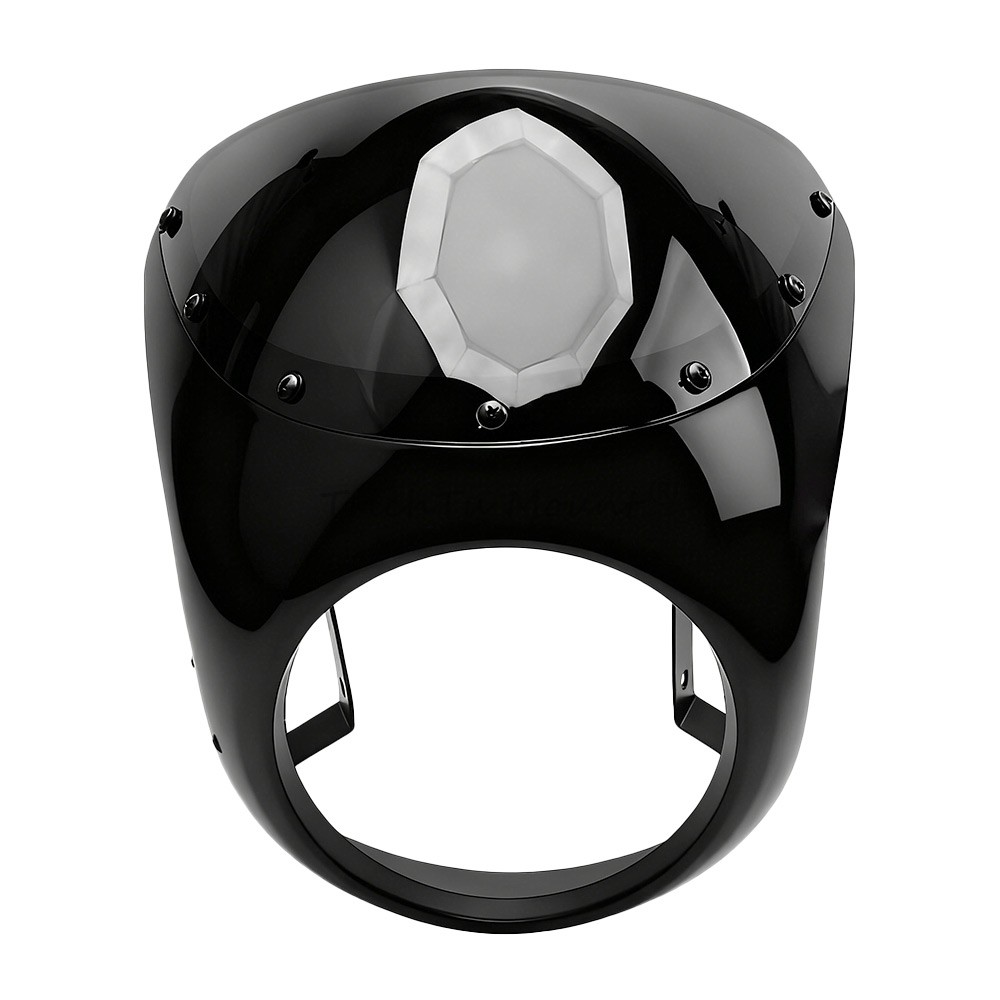 Gloss Black 7″ Round Headlight Windshield Fairing Cover Fit For Cafe Racer Honda