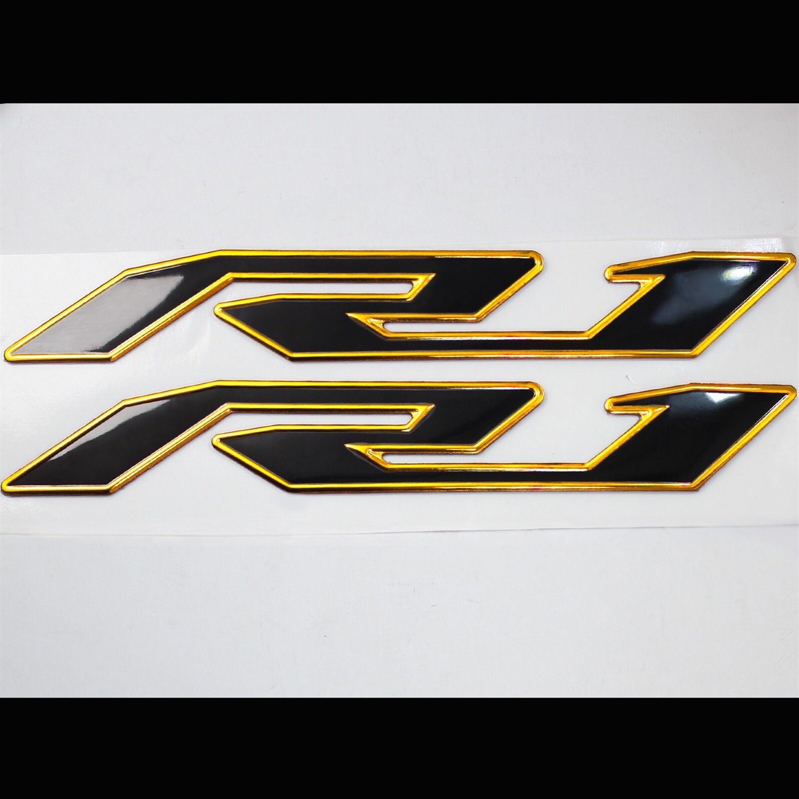 Handle Bar Yoke Cover Black+2-Tone Gold R1 Logo Emblem Sticker Kit 12-14 YZFR1
